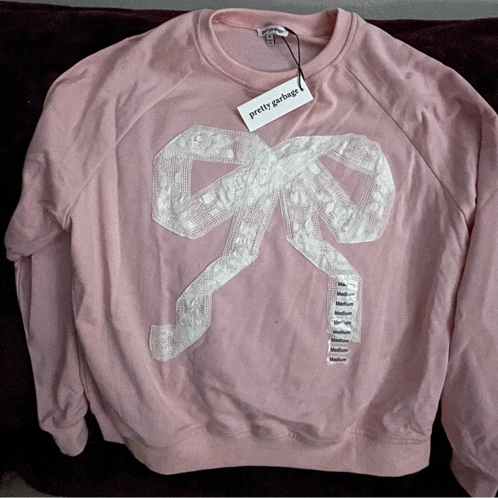 Pretty Garbage Pink Sweater with White Bow